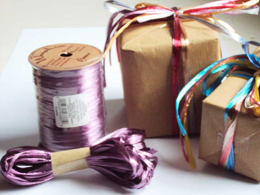 Purple raffia ribbon deals