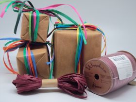 10M CUT Berwick Matte Raffia ribbon - Claret 