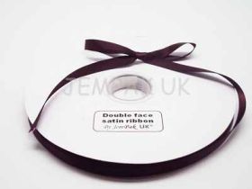 5M x 10mm Double face satin ribbon - Chocolate Brown
