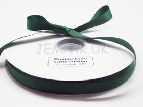 5M x 15mm Double face satin ribbon  - Forest green