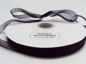 5M x 15mm Organza sheer ribbon - Black