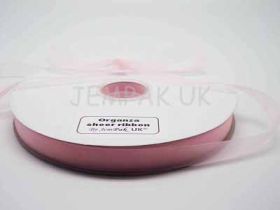 5M x 15mm Organza sheer ribbon -  Baby Pink