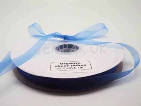5M x 10mm Organza Sheer ribbon - Brilliant blue