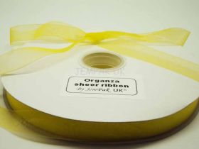 5M x 15mm Sheer organza  ribbon - Brilliant Yellow