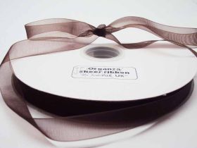 5M x 10mm Organza sheer ribbon - Chocolate Brown