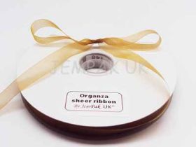 5M x 15mm Organza sheer ribbon -Pale Gold
