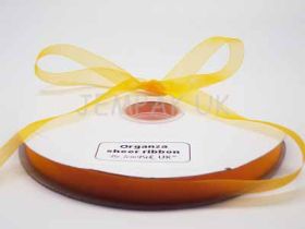 5M x 15mm Organza sheer ribbon - Yellow Gold