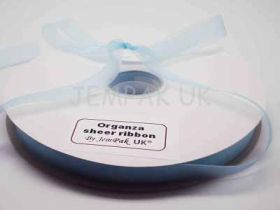 5M x 15mm Sheer organza  ribbon - Baby blue