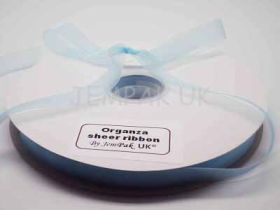 5M x 10mm Organza Sheer ribbon - Baby blue