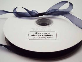 5M x 10mm Organza Sheer ribbon - Navy blue