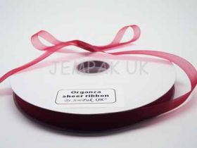 5M x 10mm Organza Sheer ribbon - Red