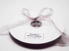 5M x 10mm Organza sheer ribbon - Silver