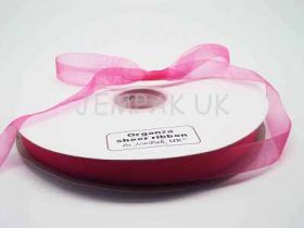 5M x 15mm Organza sheer ribbon - Shocking Pink