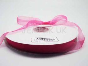 5M x 10mm Organza sheer ribbon - Shocking Pink