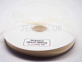 5M x 10mm Organza Sheer ribbon - Antique white (Ivory)