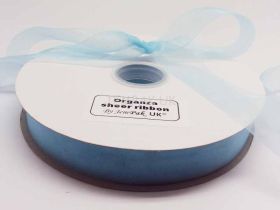 5M x 25mm Sheer organza  ribbon - Baby blue