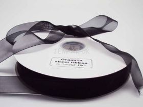 5M x 25mm Organza sheer ribbon - Black