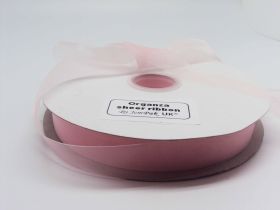 5M x 25mm Sheer organza  ribbon - Baby Pink