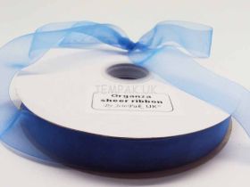5M x 25mm Organza sheer ribbon - BRILLIANT blue