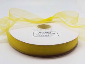 5M x 25mm Sheer organza  ribbon - Brilliant Yellow