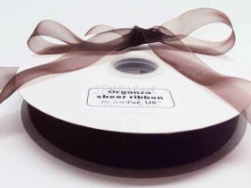 5M x 25mm Organza sheer ribbon - Chocolate Brown