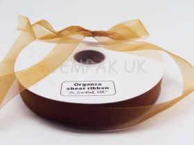5M x 25mm Organza sheer ribbon -Pale Gold
