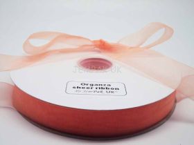 5M x 25mm Sheer organza ribbon - Peach