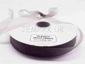 5M x 25mm Organza sheer ribbon - Silver