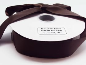 5M x 38mm Double face satin ribbon - Chocolate Brown