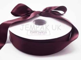 5M x 38mm Double face satin ribbon - Burgundy