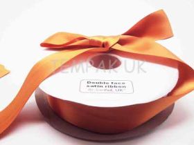 5M x 38mm Double face satin ribbon - Golden orange