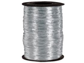 91.4M Shiny pearlised  Raffia ribbon - Silver