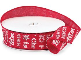 3M x 38mm Red Chalkboard Wired Ribbon - Red & White