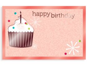 Pack of 10 "Happy Birthday" Cupcake mini  enclosure gift cards (9cm x 6cm) 