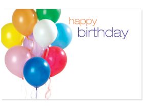 Pack of 10 "Happy Birthday" Balloon mini enclosure gift cards (9cm x 6cm) 
