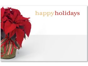 Pack of 10 "Happy Holidays" Poinsettia mini enclosure gift cards (9cm x 6cm) 