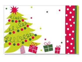 Pack of 10 Jolly Christmas Tree mini enclosure gift cards (9cm x 6cm) 