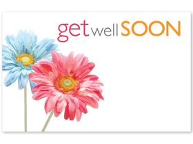 Pack of 10 "Get Well Soon" Daises mini enclosure gift cards (9cm x 6cm) 