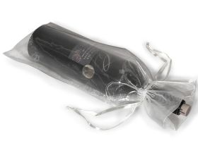 Pack of 10 Silver organza wine bags (6.5" x 15") with satin drawstring cord