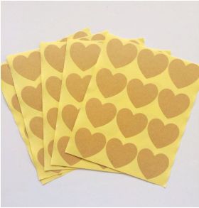 JEMPAK UK 48 pieces of heart shaped blank Kraft sticky labels (3.5cm)