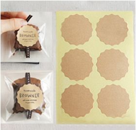 JEMPAK UK 60 pieces of round scalloped edge blank Kraft sticky labels (3.5cm diameter)