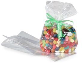 Pack of 50 Medium clear gusseted cellophane sweets / Party / Gift bags (3½" x 2¼ " x 9¾")