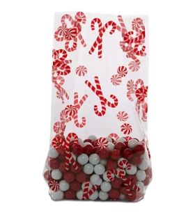 Pack of 20 Xmas candy cellophane bags (9cm x 5cm x 19cm)