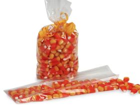 Pack of 100 Small clear gusseted cellophane sweets / Party / Gift bags (3" x 1¾" x 8¼")