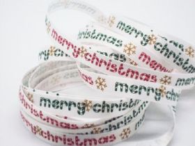5M x 10mm single face satin merry xmas ribbon - white