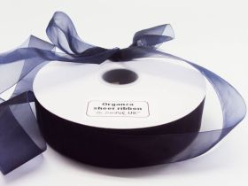 5M x 25mm Sheer ribbon - Navy blue