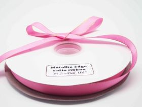 5M x 15mm Gold metallic edge satin ribbon - Hot Pink