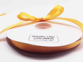 5M x 15mm Gold metallic edge satin ribbon - Gold
