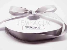 5M x 15mm Silver metallic edge satin ribbon - Silver