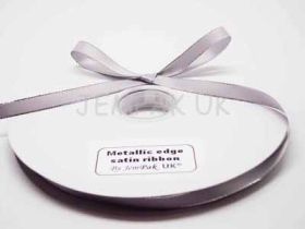 5M x 10mm Silver metallic edge satin ribbon - Silver